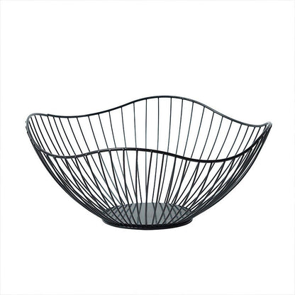 Large Iron Fruit Storage Basket Home Decor Snack Candy Plate Living Room Basket - Black