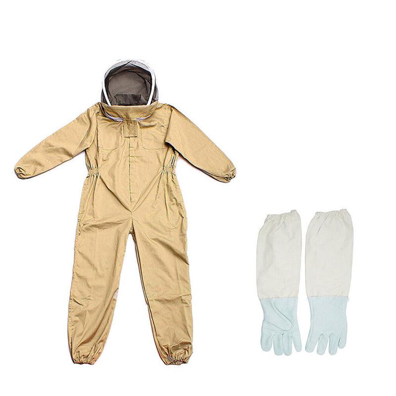 Full Beekeeping Suit Bee Suit Heavy Duty Leather Ventilated Keeping Gloves - L （with Gloves）