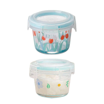2pcs Glass Food Lunch Box Portable Fresh Seal Storage Container for Meal