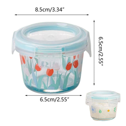 2pcs Glass Food Lunch Box Portable Fresh Seal Storage Container for Meal