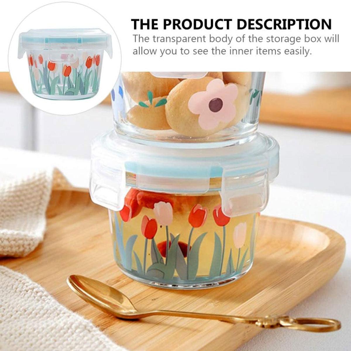 2pcs Glass Food Lunch Box Portable Fresh Seal Storage Container for Meal