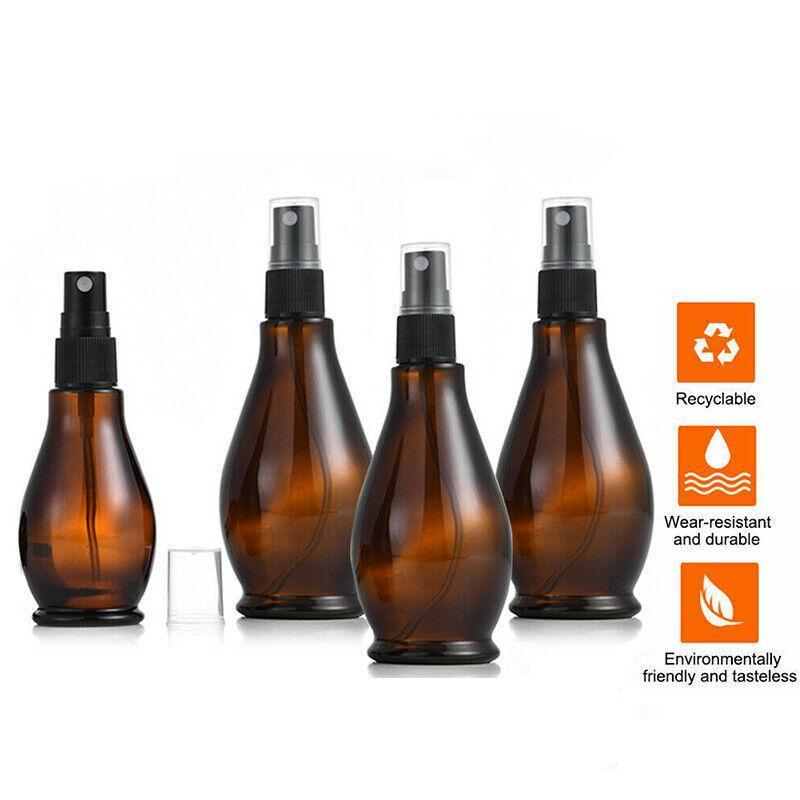 30-100Ml Amber Glass Essential Oil Spray Roller Bottles Mist Sprayer Containers - 50 ML 5PCS
