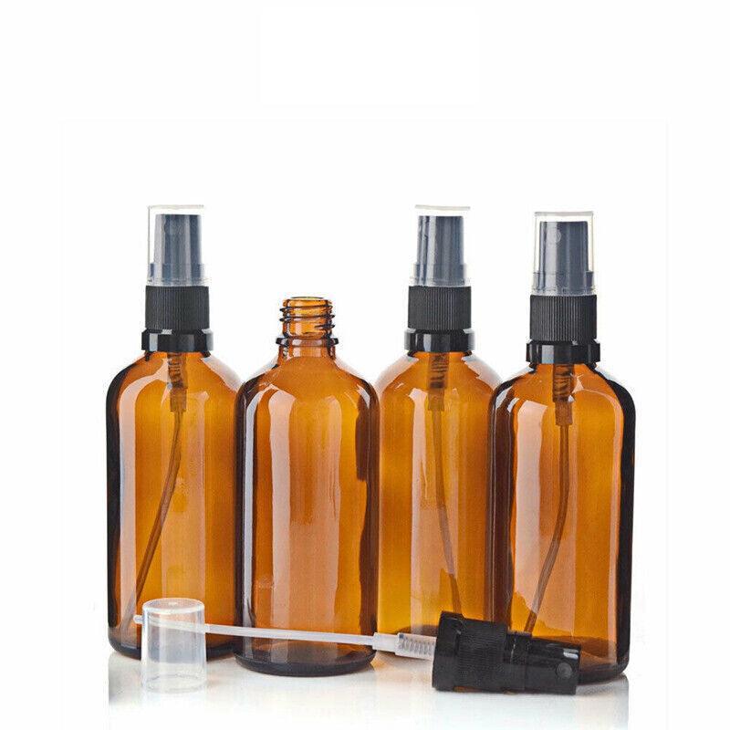 30-100Ml Amber Glass Essential Oil Spray Roller Bottles Mist Sprayer Containers - 50 ML 5PCS