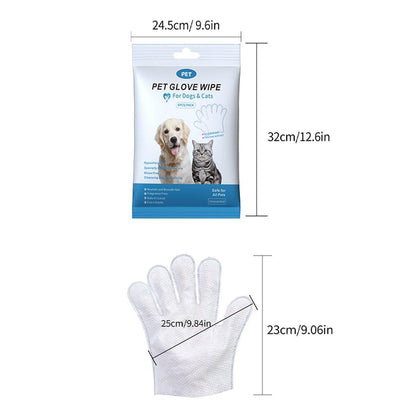 Cat Dog Cleaning Gloves Wipes Fur Disposable Face Washing Grooming