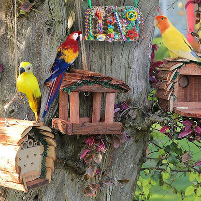 Parrot Gnawing Toys Woven Grass Nets Colourful Chewing Bird Cage Play