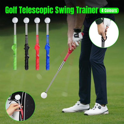 Golf Swing Training Aid Telescopic Impact Sound Stick Exercise Tool for Practice - Black