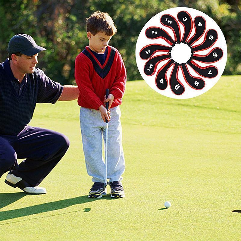 12Pcs Golf Head Cover Iron Putter Driver Headcover Protective Set Club Covers - Black