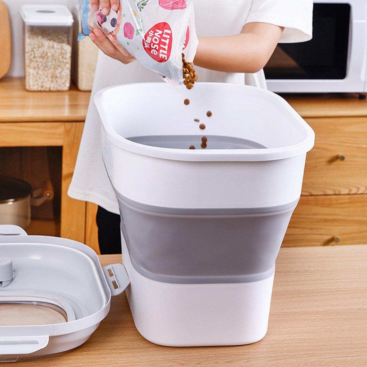 Large Capacity Pet Food Storage Box Foldable Design with Seal Lid - Pink