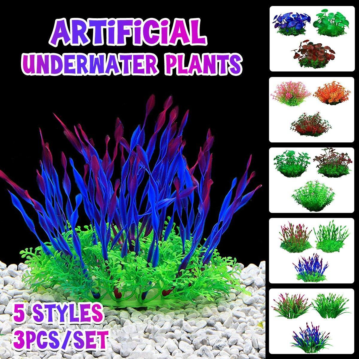 Artificial Water Grass Fish Tank Decoration Aquarium Landscape Simulation Plants - 04-3PCS