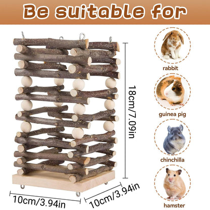 Rabbit Hay Feeder Rack Apple Wood Grass Holder Natural Food Rack Small Pet