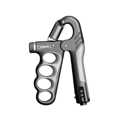 Adjustable Hand Grip Strengthener with Counter Forearm Finger Exerciser Trainer - Grey