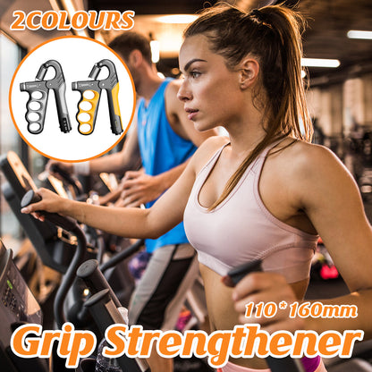 Adjustable Hand Grip Strengthener with Counter Forearm Finger Exerciser Trainer - Orange