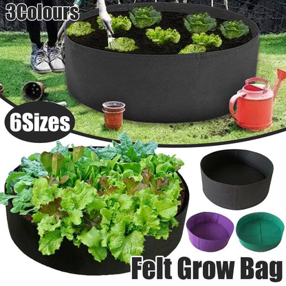 5x Felt Planting Bag Round Vegetable Garden Flower Seedling Grow Bags for Plants - Black-50*20cm
