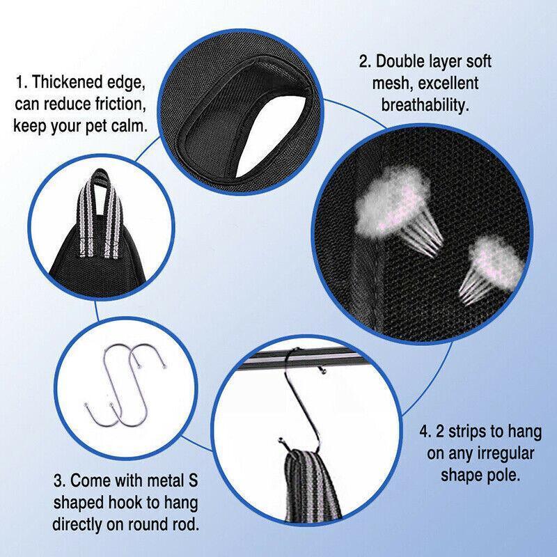 S Size Hammock Helper Pet Dog Cat Grooming Restraint Bags for Bathing Trimming Nail - Black