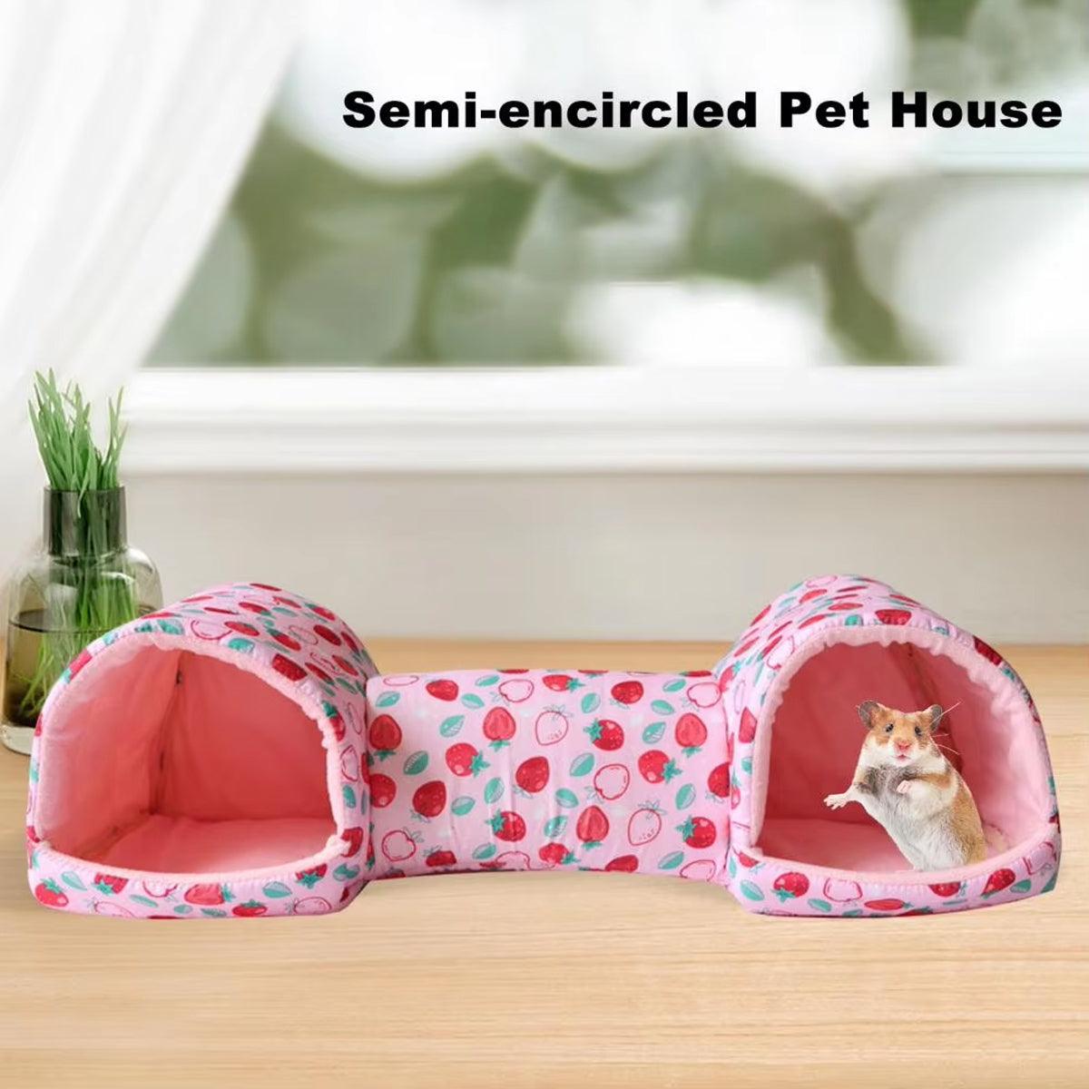 Small Pet Hamster Nest House Cotton Tunnel Comfortable Bedding for Hamsters - Pink