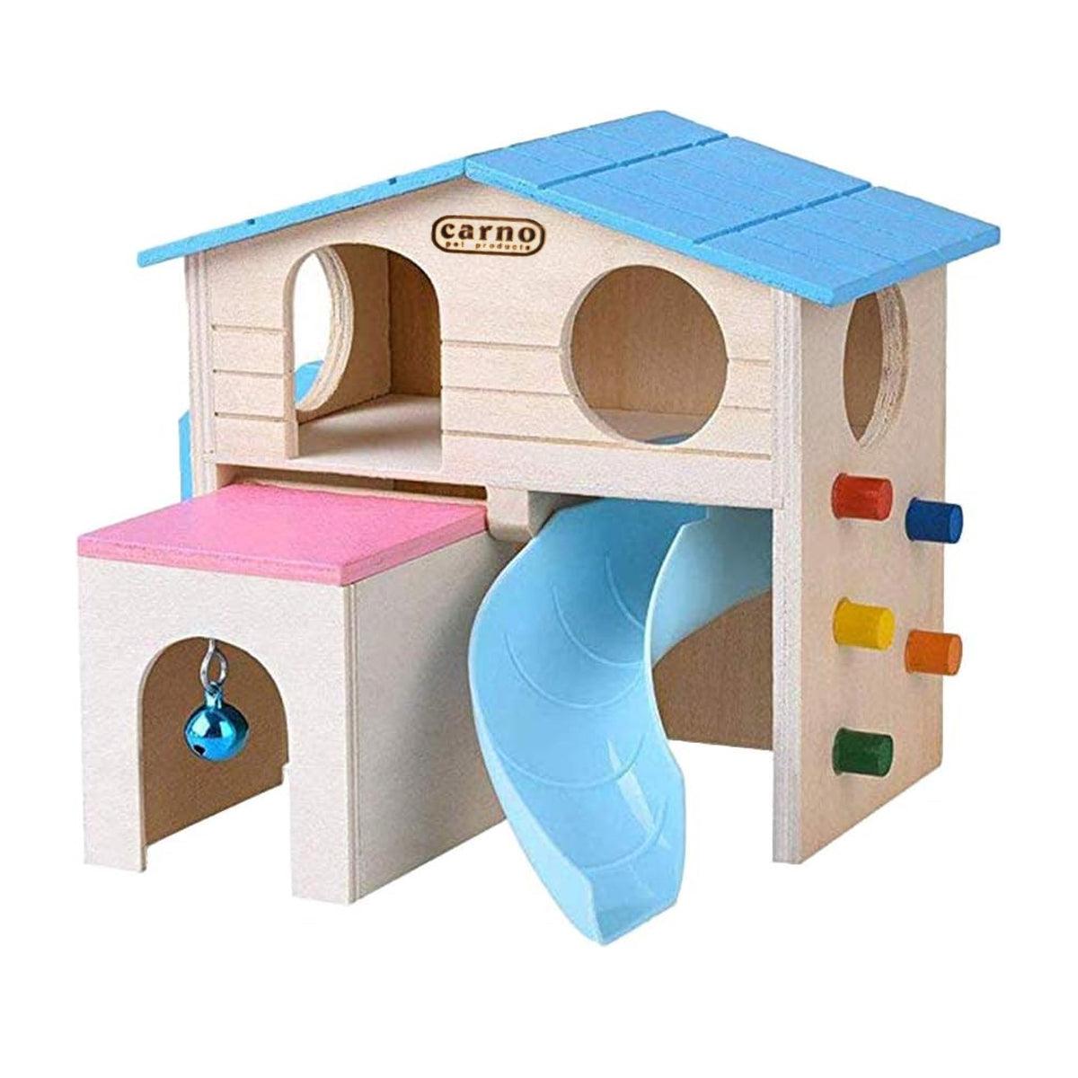 Wooden Luxury Hamster Villa Escape House Fun Nest Pet Home for Small Animals - Pink
