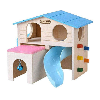 Wooden Luxury Hamster Villa Escape House Fun Nest Pet Home for Small Animals - Pink