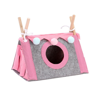 Hamster Tent Small Pet Hideout Pig Possum House Cool Triangle Nest Shelter - Blue