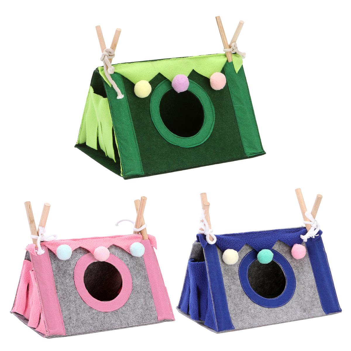 Hamster Tent Small Pet Hideout Pig Possum House Cool Triangle Nest Shelter - Green