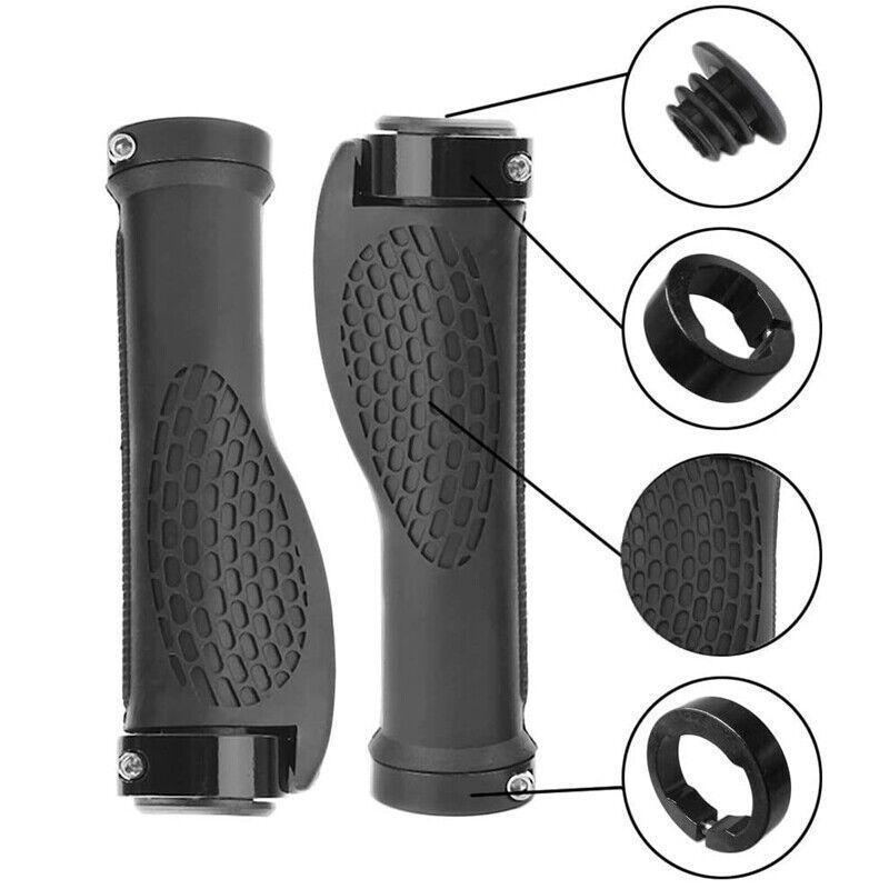 Cycling Lock-On Mtb Ergonomic  Mountain Bike  Rubber  Grips Bicycle Handlebar Au - Black