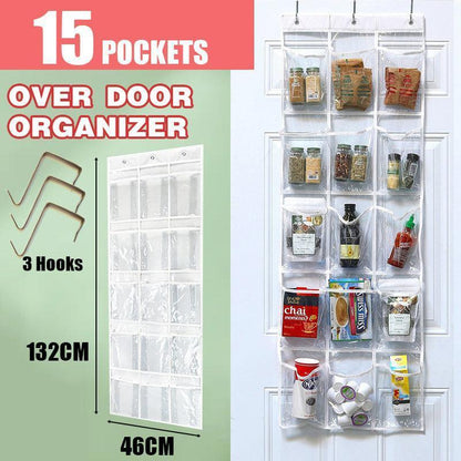 15 Pockets Waterproof Hanging Over The Door Organizer For Accessories Storage