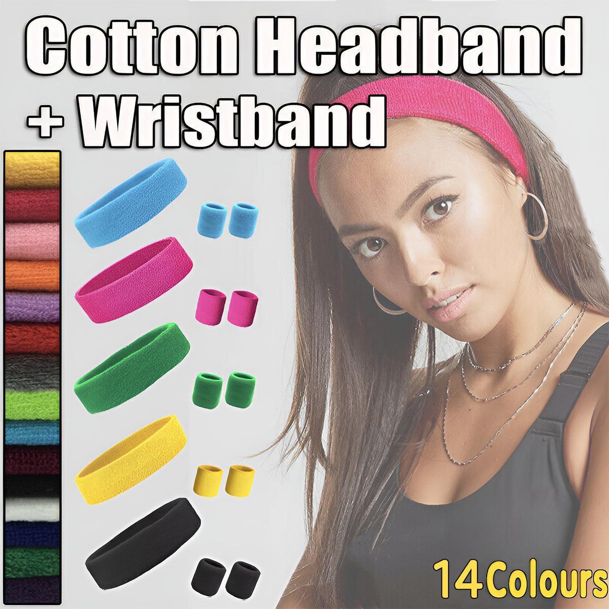 Wristbands Headband Sweatbands Sweat Band For Sport Tennis Badminton Yoga Cotton - Green
