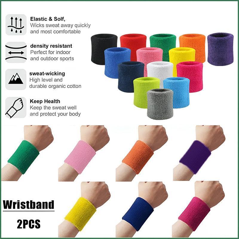 Wristbands Headband Sweatbands Sweat Band For Sport Tennis Badminton Yoga Cotton - Green