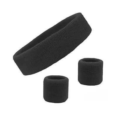 Wristbands Headband Sweatbands Sweat Band For Sport Tennis Badminton Yoga Cotton - Neon Green