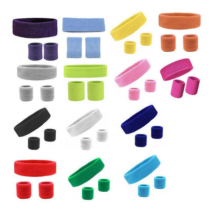 Wristbands Headband Sweatbands Sweat Band For Sport Tennis Badminton Yoga Cotton - Yellow