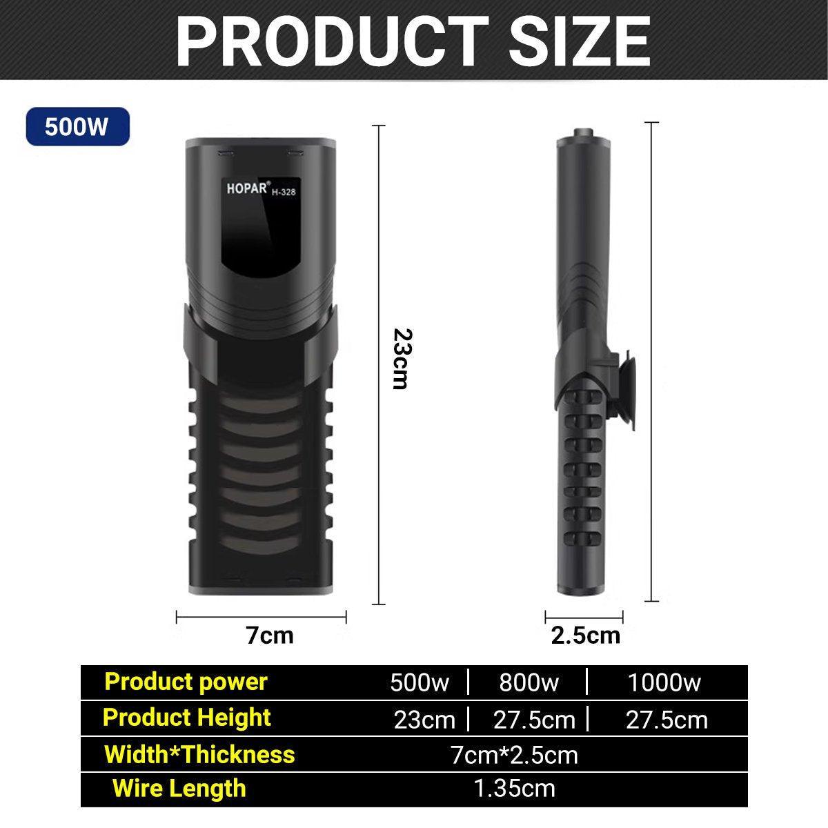 500/800/1000w Submersible Temperature Control Rod with LED Display for Fish Tanks - 500W