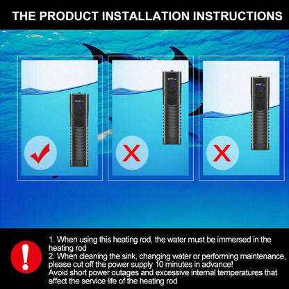 500/800/1000w Submersible Temperature Control Rod with LED Display for Fish Tanks - 500W