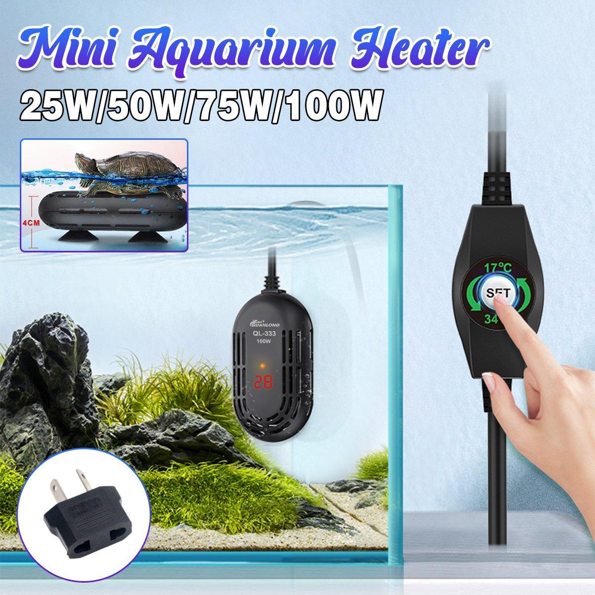 Mini Submersible Aquarium Temperature Rod with Thermostat for Fish and Turtle Tanks - 75W