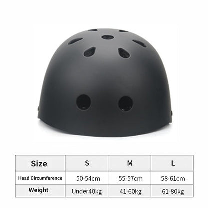 Black Bike Skate Helmet with Adjustable Fit Lightweight Protective Design 3 Sizes - M