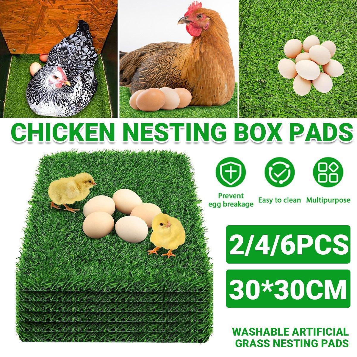 Washable Chicken Nesting Pad Egg Nest Grass Mat forLaying Boxes Hen House - 2PCS