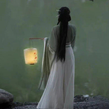 Traditional Chinese Hanfu Dress Green Wei Jin Style Vintage Cosplay Costume - M