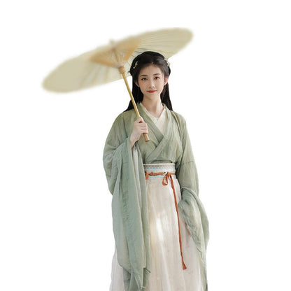 Traditional Chinese Hanfu Dress Green Wei Jin Style Vintage Cosplay Costume - M