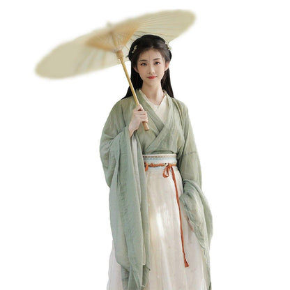 Traditional Chinese Hanfu Dress Green Wei Jin Style Vintage Cosplay Costume - M