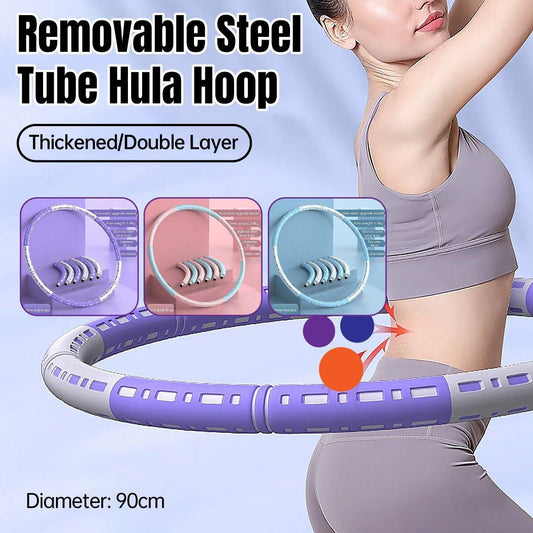 Detachable Weighted Hula Hoop Fitness Equipment for Home Exercise Use - White Purple