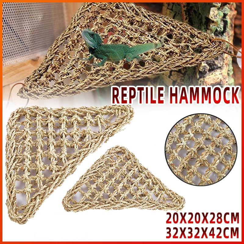 Comfortable and Natural Straw Reptile Bed Hammock for Basking and Relaxation - 32*32*42CM