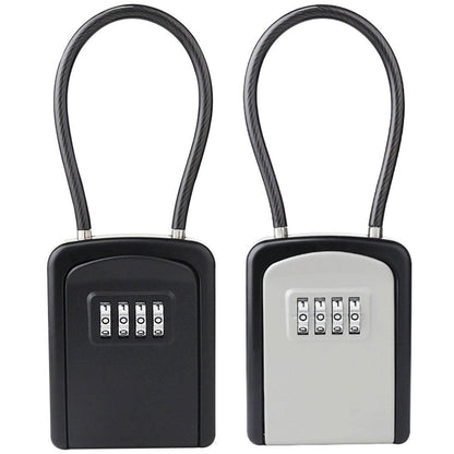 Portable Key Lock Box Hanging Combination Storage Organizer for Home Security - Black