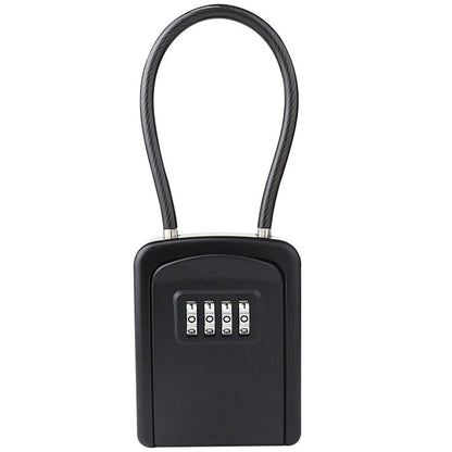 Portable Key Lock Box Hanging Combination Storage Organizer for Home Security - Black