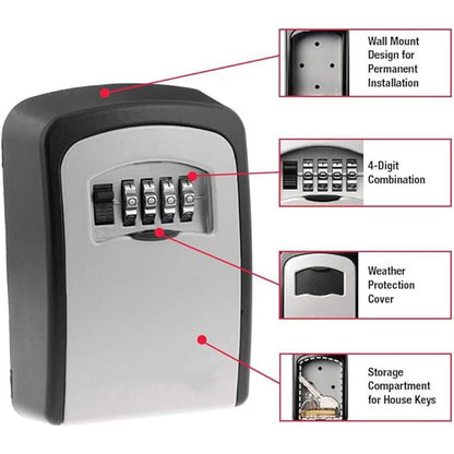 Combination Key Box with Combination Lock for Home Office Security Storage - Black