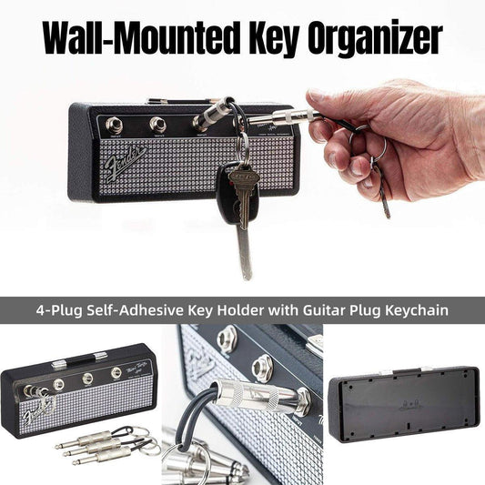 Guitar Shaped Wall Mounted Key Holder Decorative Storage Rack Home Organiser