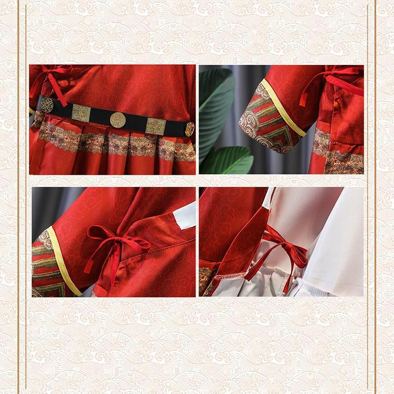 Red Hanfu Boys Girl Traditional Chinese Dress Ancient Style Performance Costume - 130CM