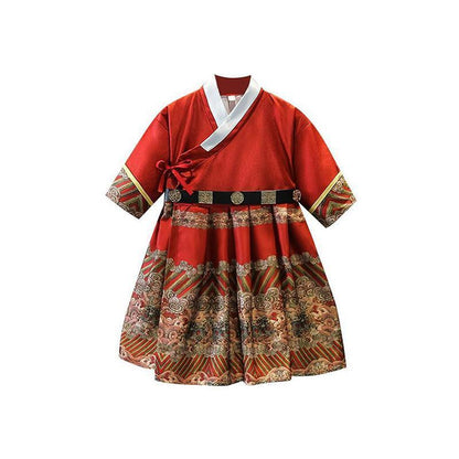 Red Hanfu Boys Girl Traditional Chinese Dress Ancient Style Performance Costume - 130CM