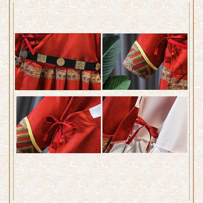 Red Hanfu Boys Girl Traditional Chinese Dress Ancient Style Performance Costume - 140CM
