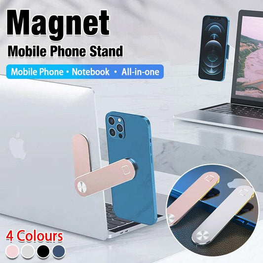 Side Mount Clip Phone Holder for Laptop Adjustable Portable Screen Bracket - Black