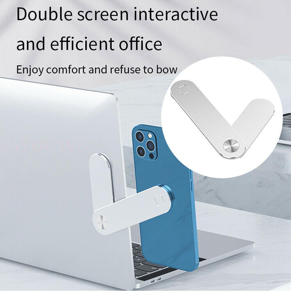 Side Mount Clip Phone Holder for Laptop Adjustable Portable Screen Bracket - Blue