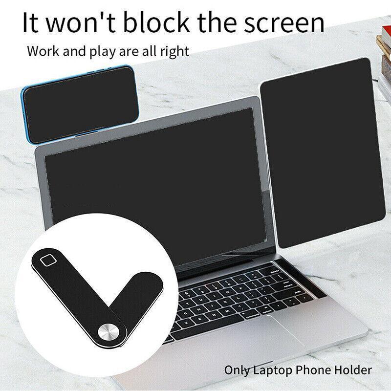 Side Mount Clip Phone Holder for Laptop Adjustable Portable Screen Bracket - Blue