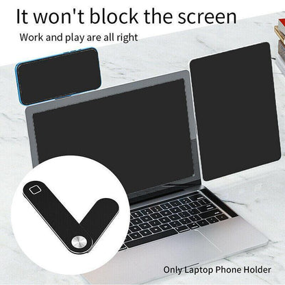 Side Mount Clip Phone Holder for Laptop Adjustable Portable Screen Bracket - Blue
